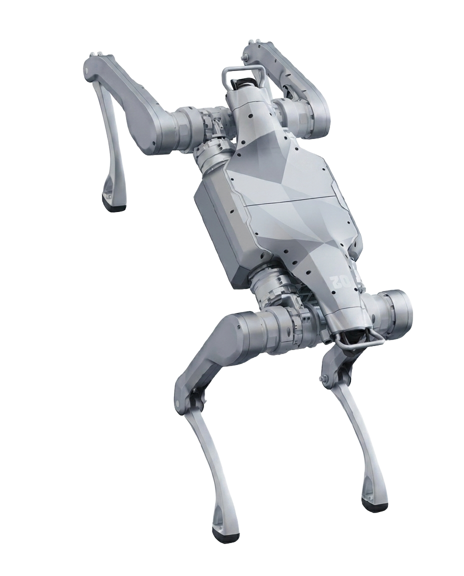 Le robot-chien grand format Unitree A2, vu de profil sur fond neutre